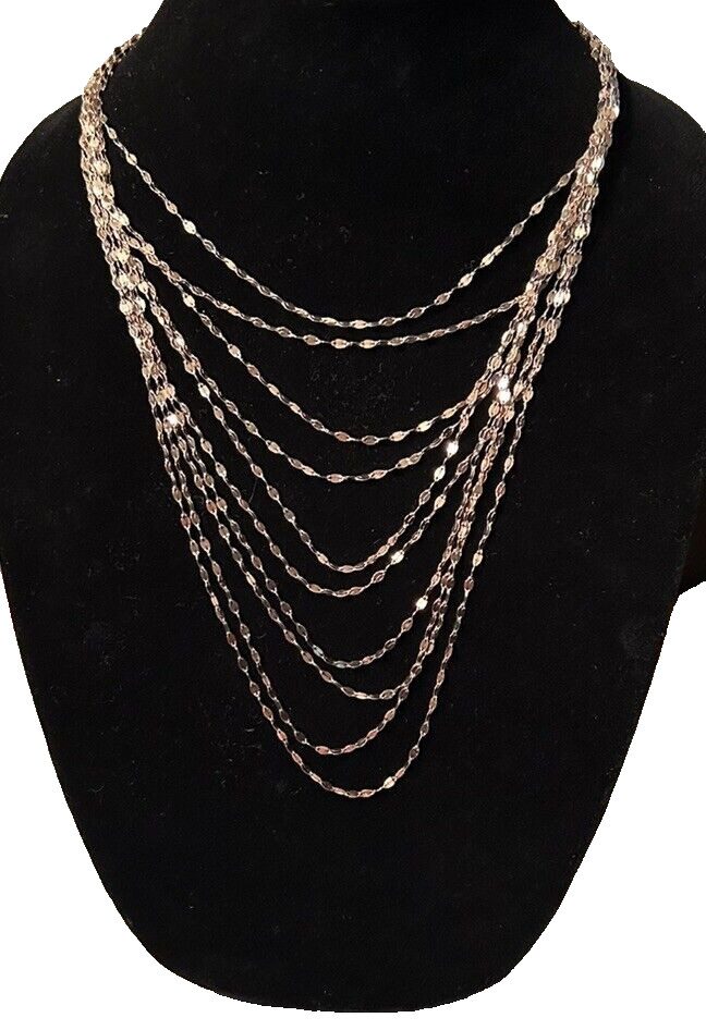 10 Strand Delicate Mariner Link Necklace In Rose/Gold-tone Finish