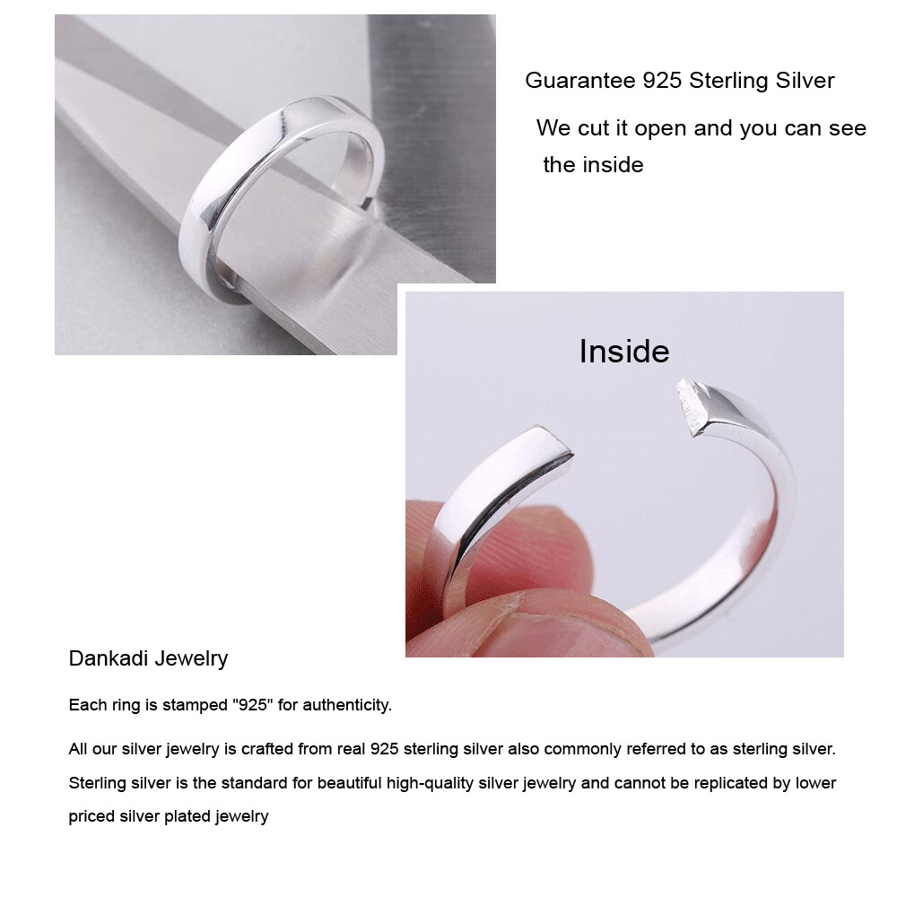Solid 925 Sterling Silver High Polish Plain Ring Wedding Band Women Men Lovers