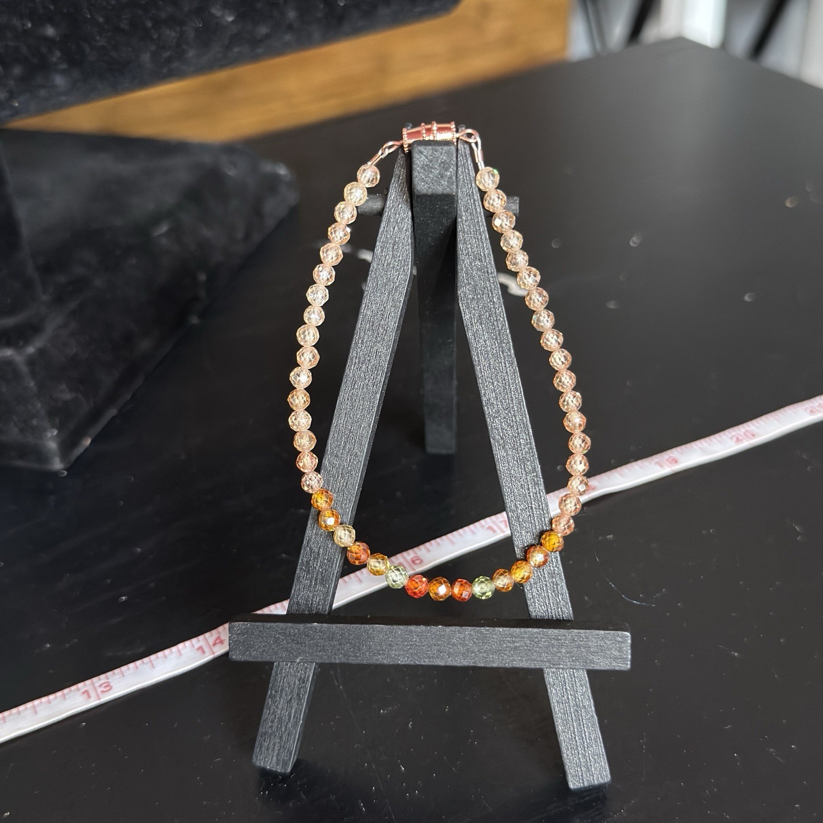 Zircon Natural Gemstone Bead Bracelet | Faceted Round 4mm