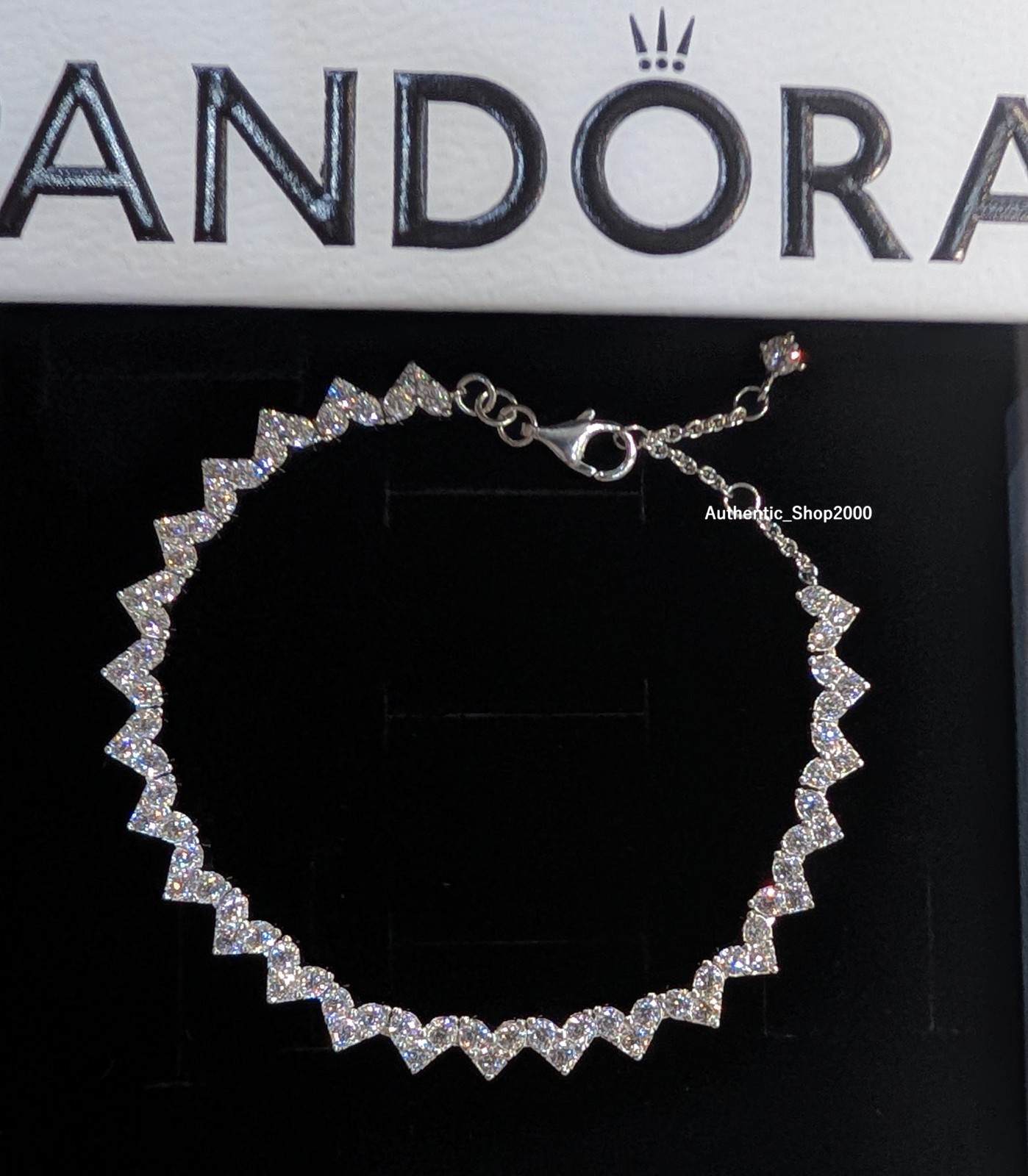 New 100% Authentic PANDORA 925 Ale Silver Triple Stone Heart Bracelet 594390C01