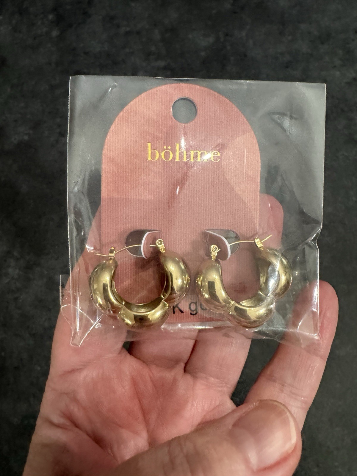 Bohme Thick 14K Gold Plated Wire Hoop Earrings
