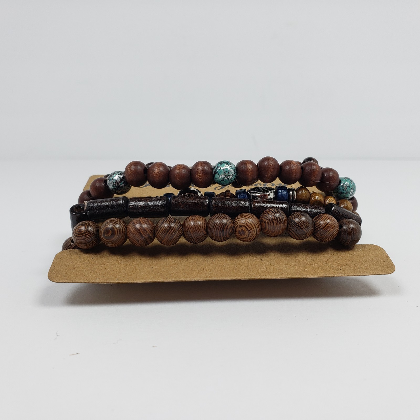Unbranded Fashion Jewelry Adult Unisex Brown Layer Trendy Beaded Bracelet 5 Pack