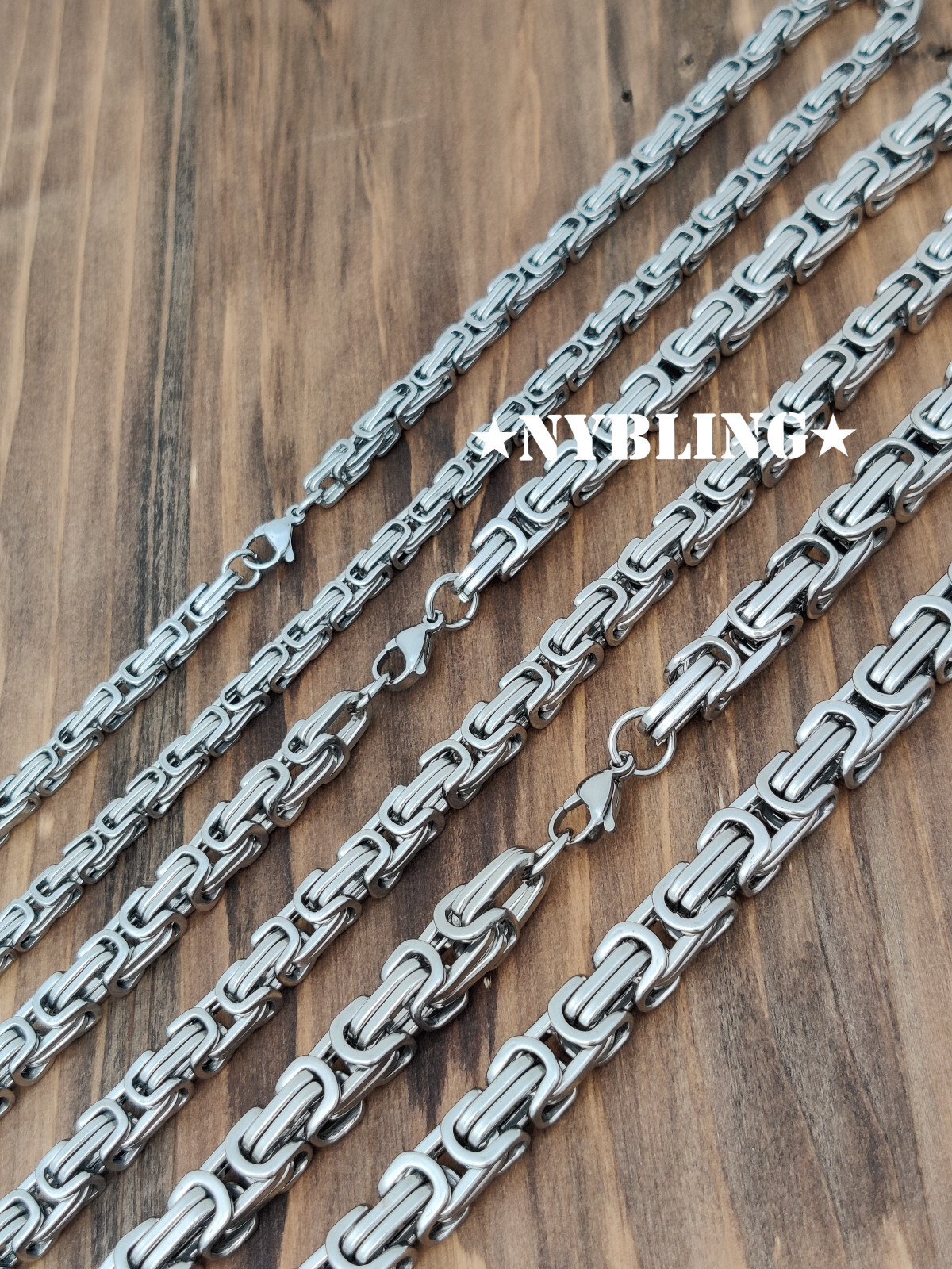 SOLID STAINLESS STEEL Byzantine Box Necklace 4/6/8mm all width and sizes