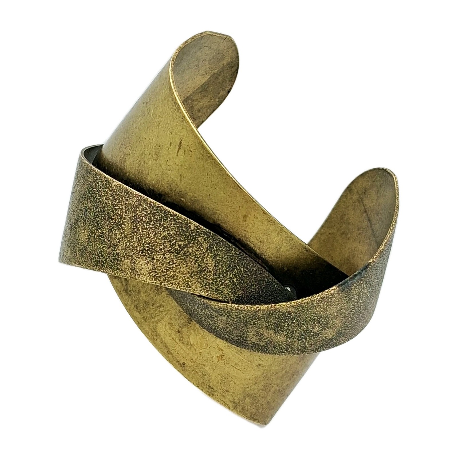 Bold Wide Textured Bronze Tone Twisted Cuff Bracelet Unisex Adjustable