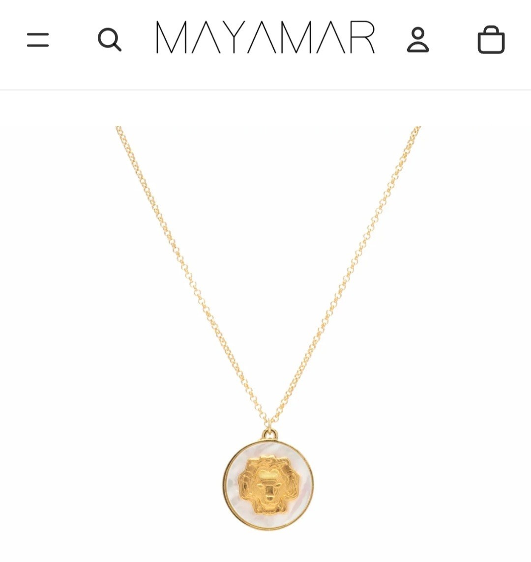 MAYAMAR. Mother of Pearl Zodiac Pendant Necklace “Leo” with Extender Chain.