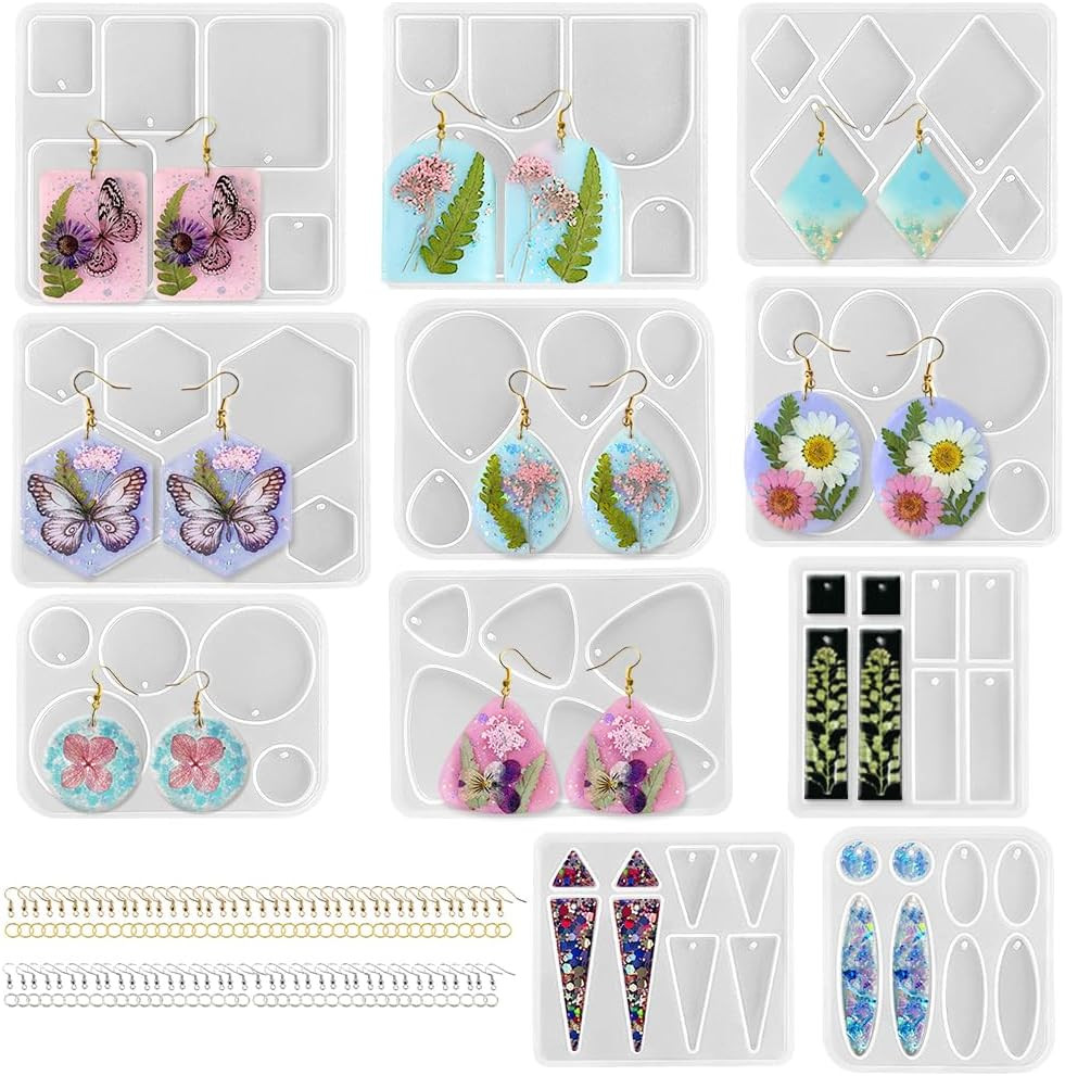 Earrings Molds with Varieties of Shapes and Sizes, 171Pcs Resin Jewelry Making K