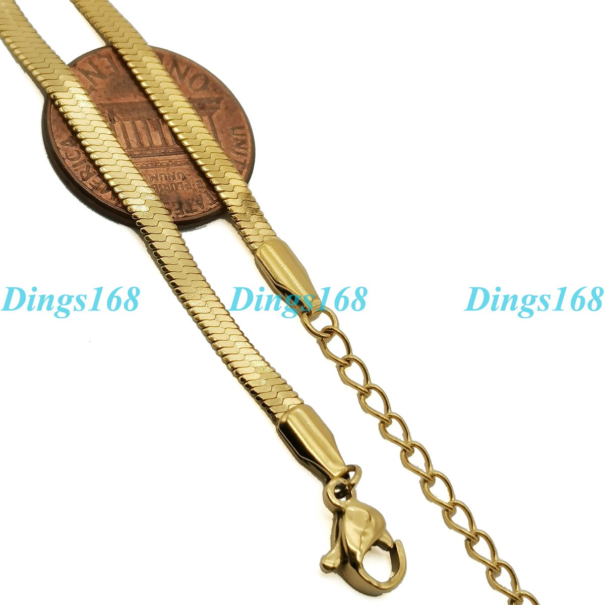 18K Gold Filled Tarnish-Resist 3mm wide 14.5+4.5inch Flat Snake Choker Chain F5B