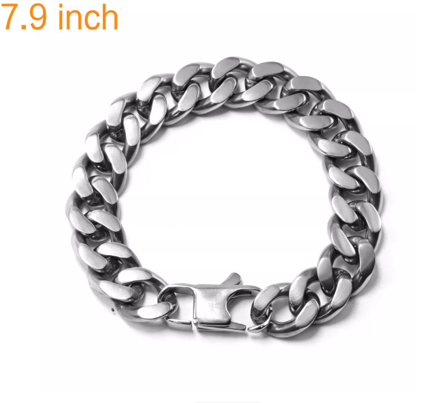 10.5mel2 Pure Titanium Bracelet Cuban Chain Polished 2-Side 7.9″ Tri-Glide Buckl