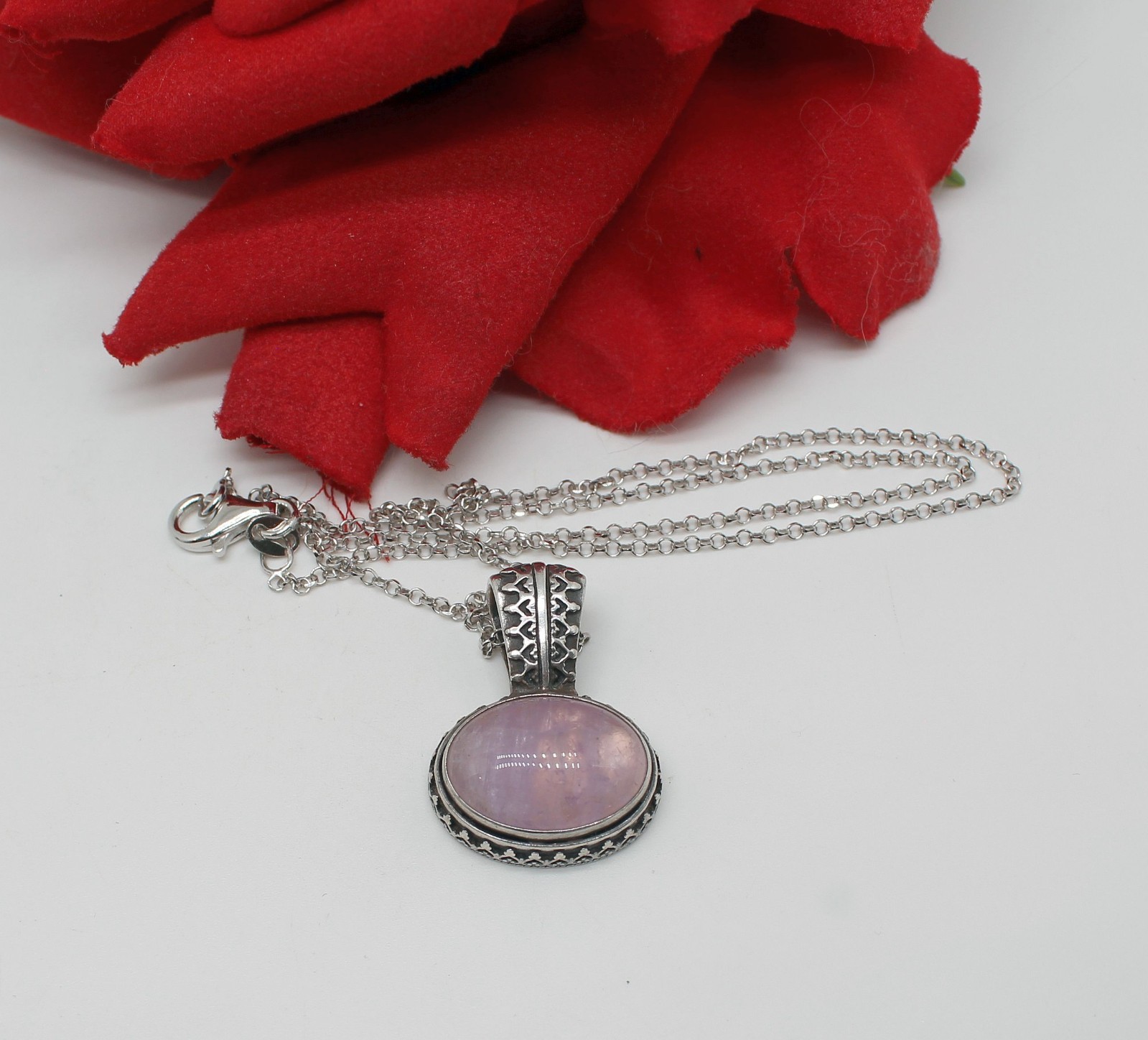 Sterling Silver Carolyn Pollack Rose Quartz 18″ Necklace 11.3g CAT RESCUE