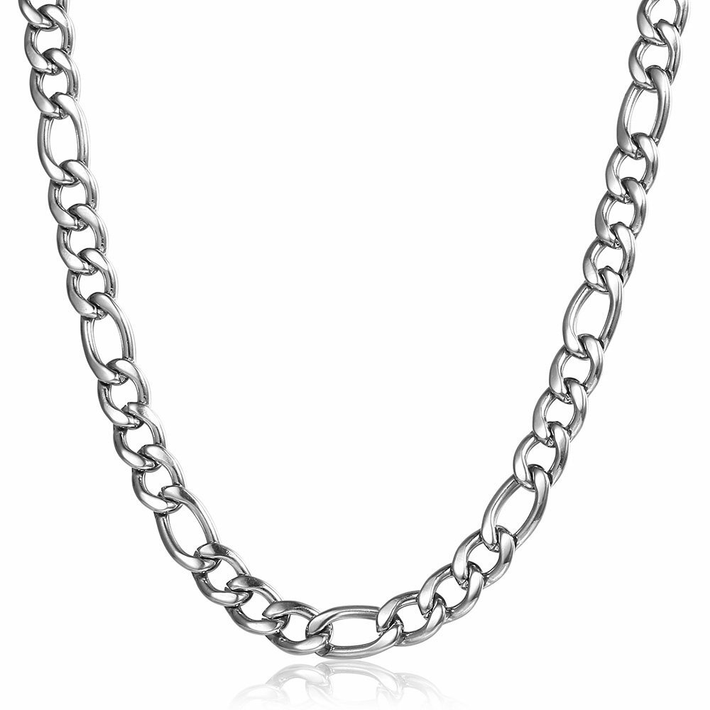 3/5/7/9mm 16″-30″ Gold Plated Stainless Steel Figaro Chain Necklace Men Women