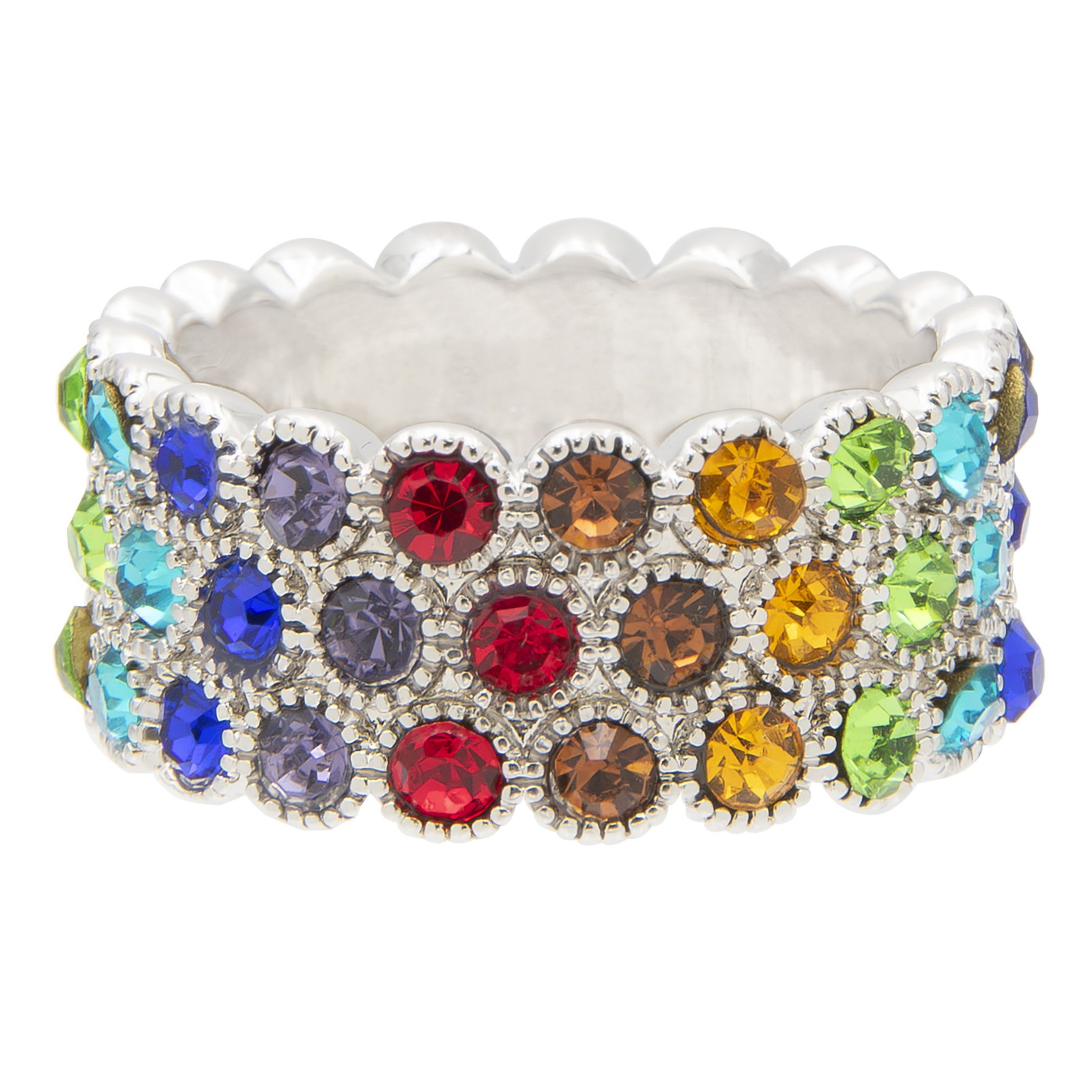 Multi-Colored Chakra Gemstone Statement Ring, Size 7