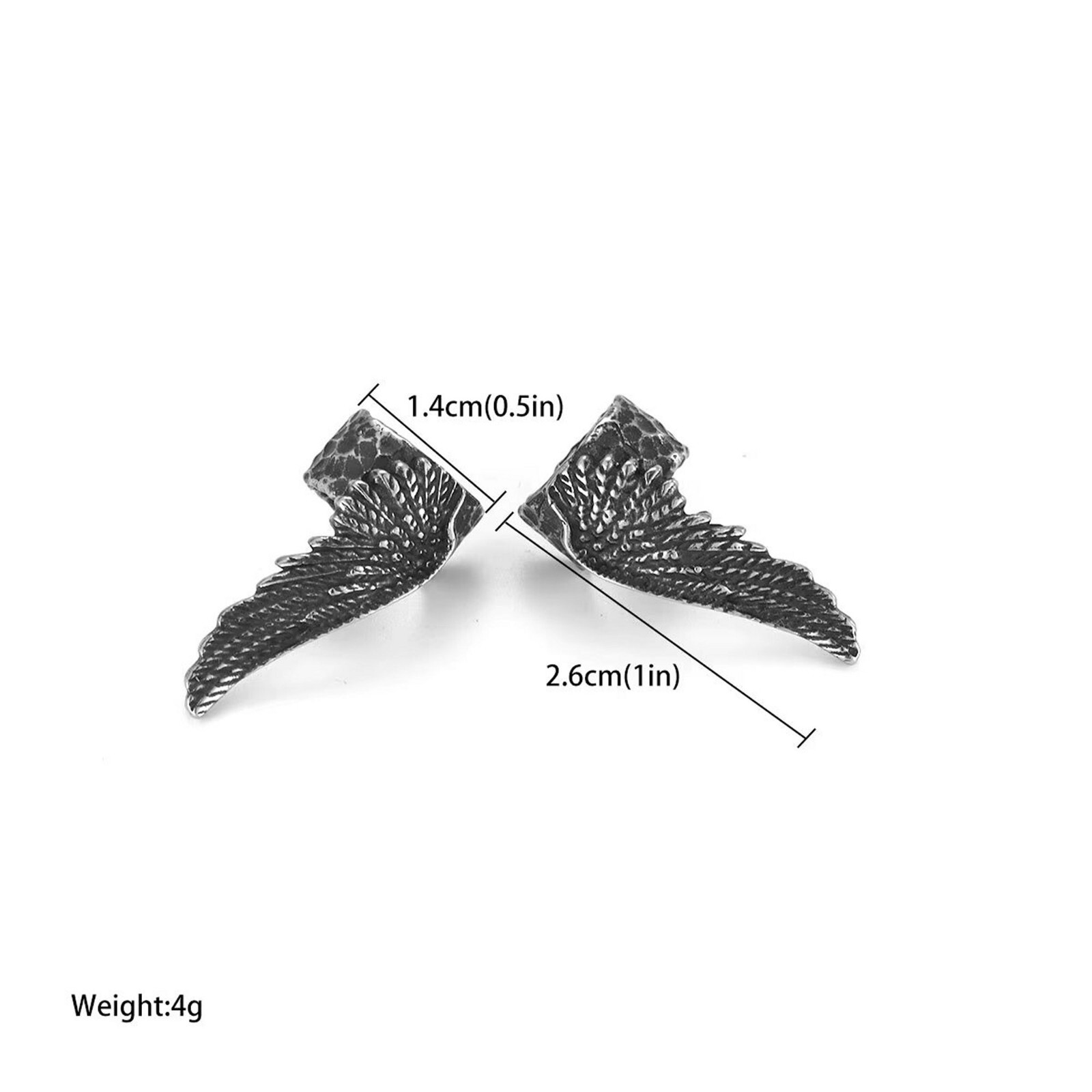 Viking Valkyrie Ear Cuff Set Silver 316L Stainless Steel Bird Raven Angel Wings