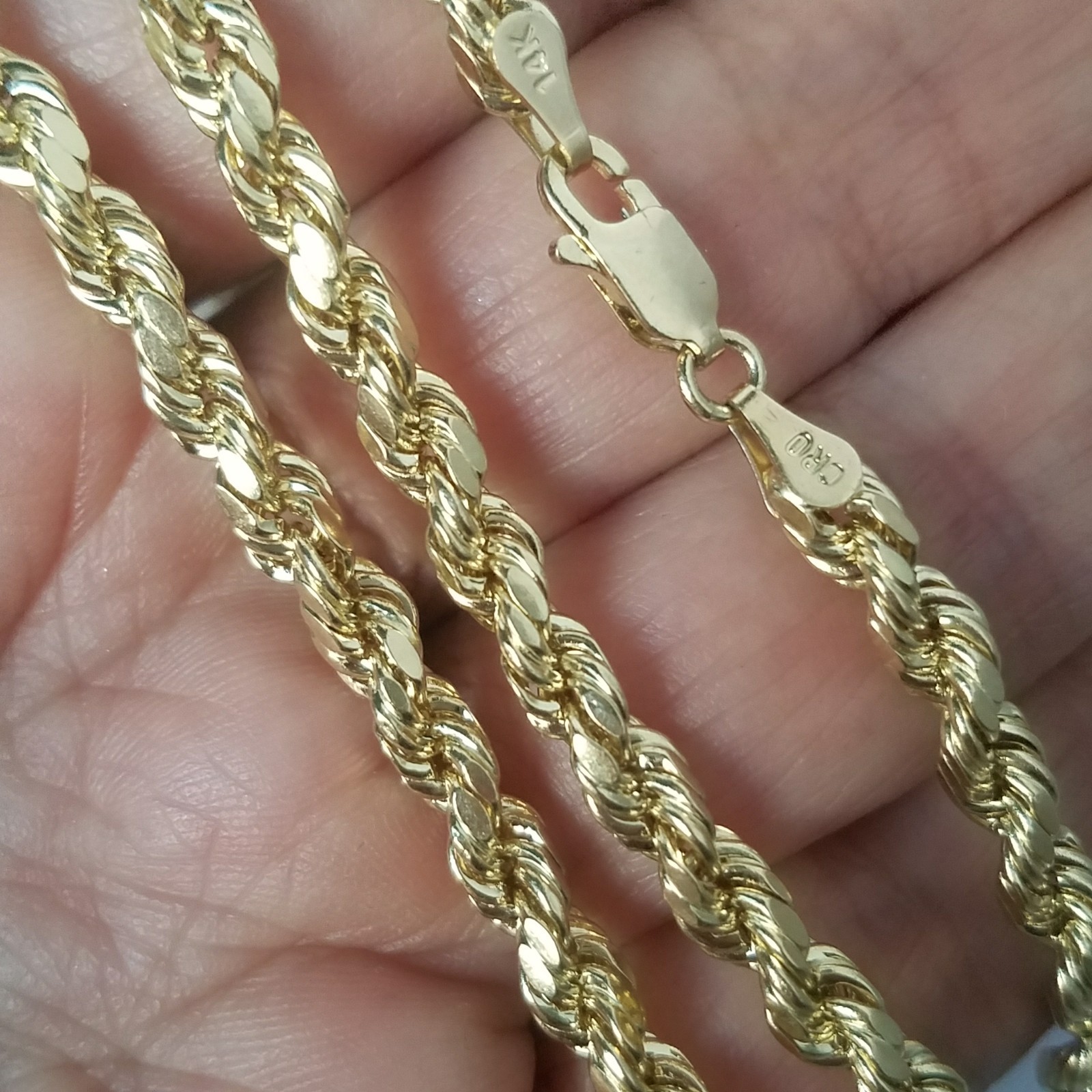 14k yellow gold rope chain 26 inches long 4 mm