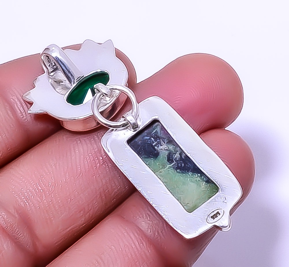 Ruby With Zoisite- Longido Mines 925 Sterling Silver Pendant 1.95″ A34