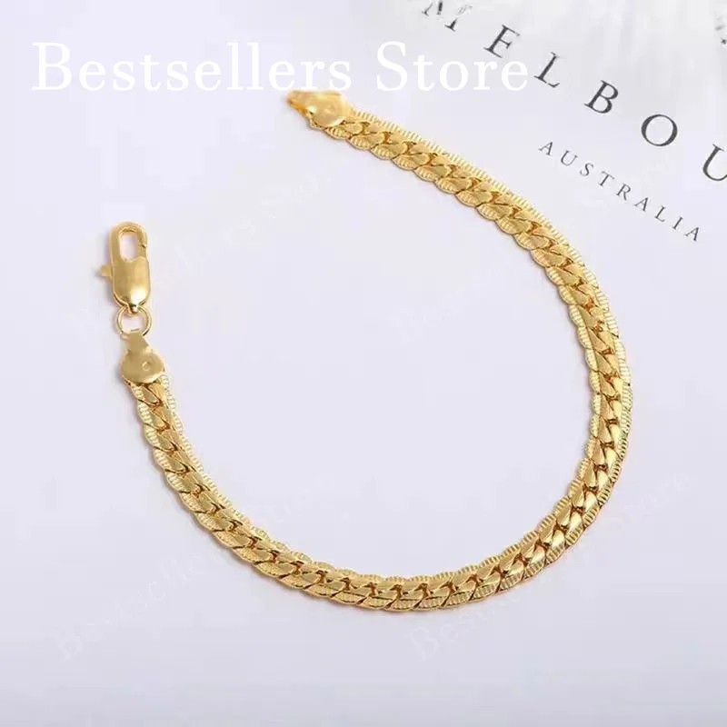 Gold Tone Geometric Link Bracelet for Women Fashion Chain Jewelry 20cm US