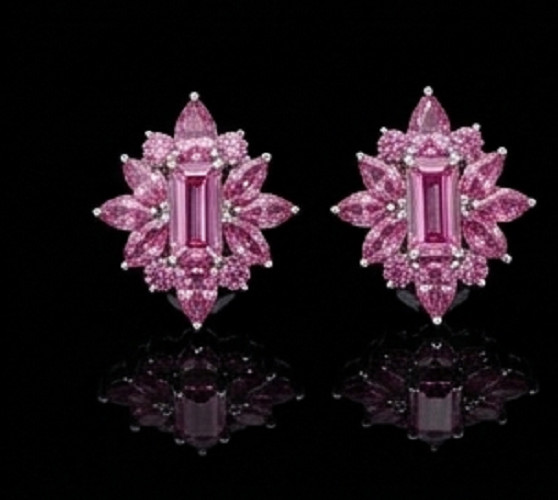 2ct Emerald Cut Simulated Pink Sapphite Tiny Stud Earrings 14K White Gold Plated