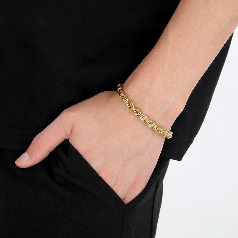 18K Gold Plated 925 Sterling Silver 4mm Chain Bracelet Unisex 8in 20cm Gift USA