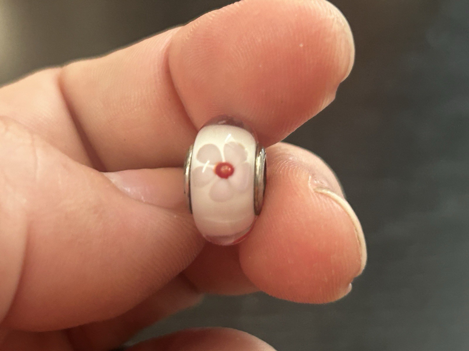 Authentic Pandora Moments Pink Flowers Glass Charm/Bead Silver 925 ALE S925