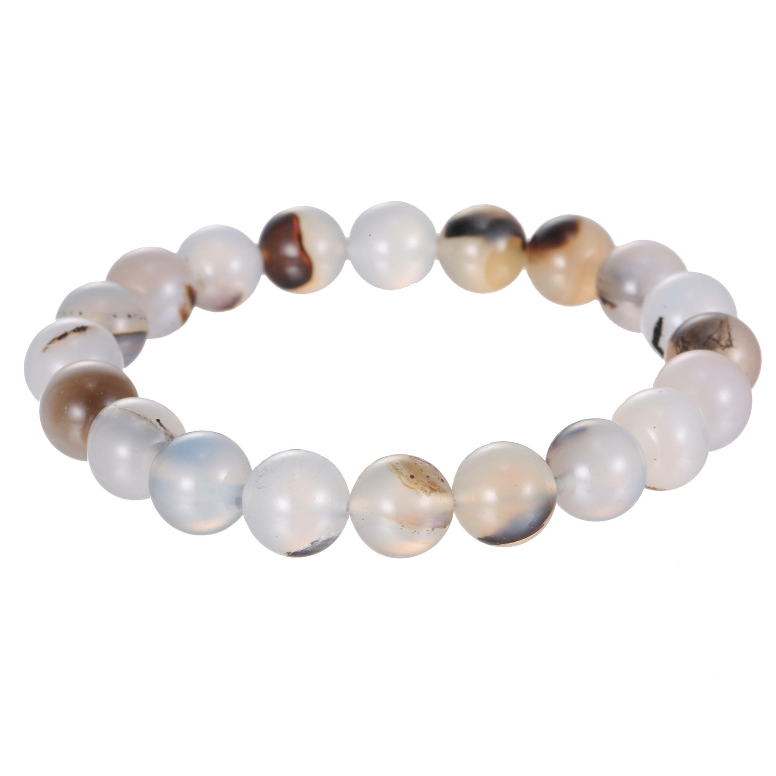 Dendritic Montana Agate Bracelet Smooth Round Size 8mm 10mm 7.5″ Length