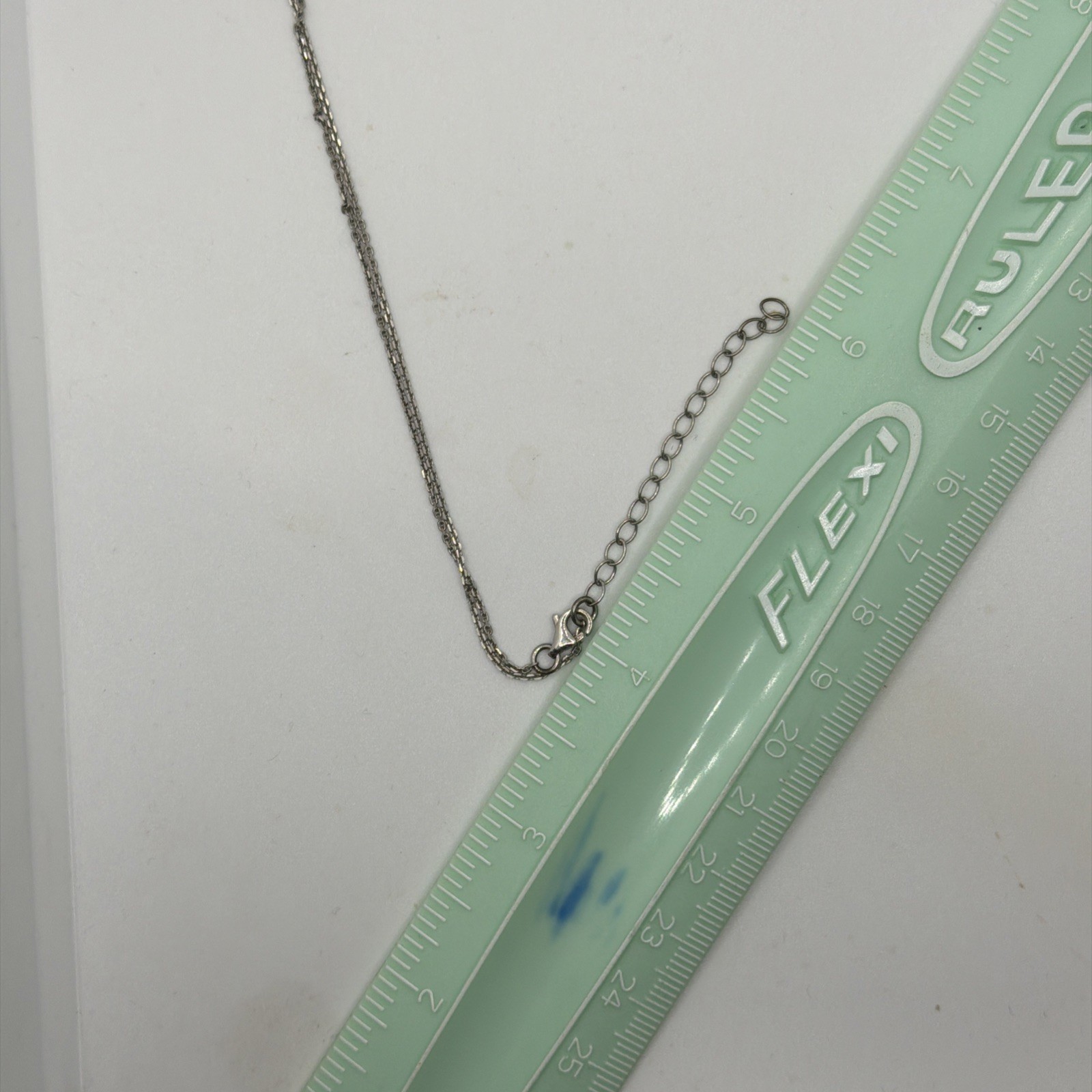 925 Silver “M” Or “W” Sideways Necklace 16” Chain +2” Extender