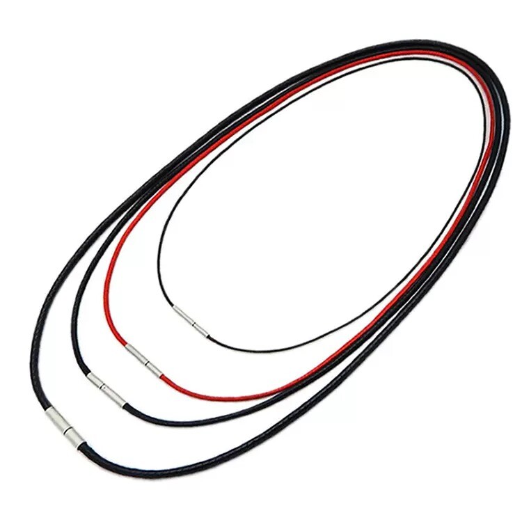 1.0/1.5/2/3/4mm Black Woven Necklace Rope Leather Cord Stainless Steel 40-80cm