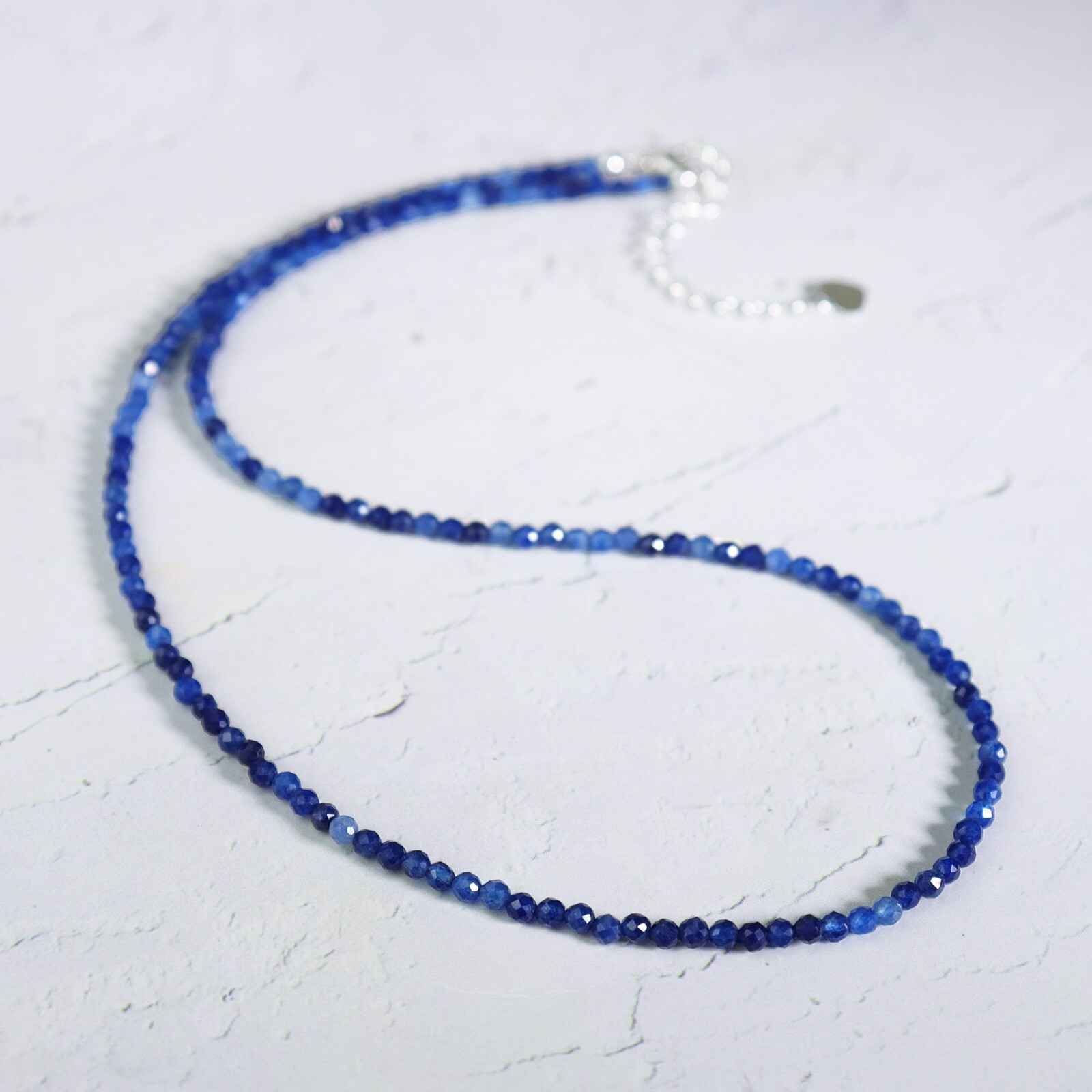Sapphire Choker Delicate Stone Beads Necklace Sapphire Crystal Dainty Choker