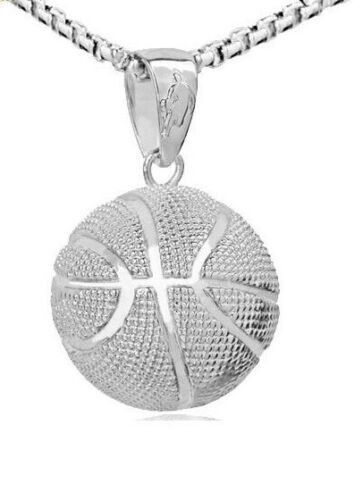 Silver Basketball Necklace, Mens Ball Pendant , NBA Hoops, Jordan, Lebron, Curry