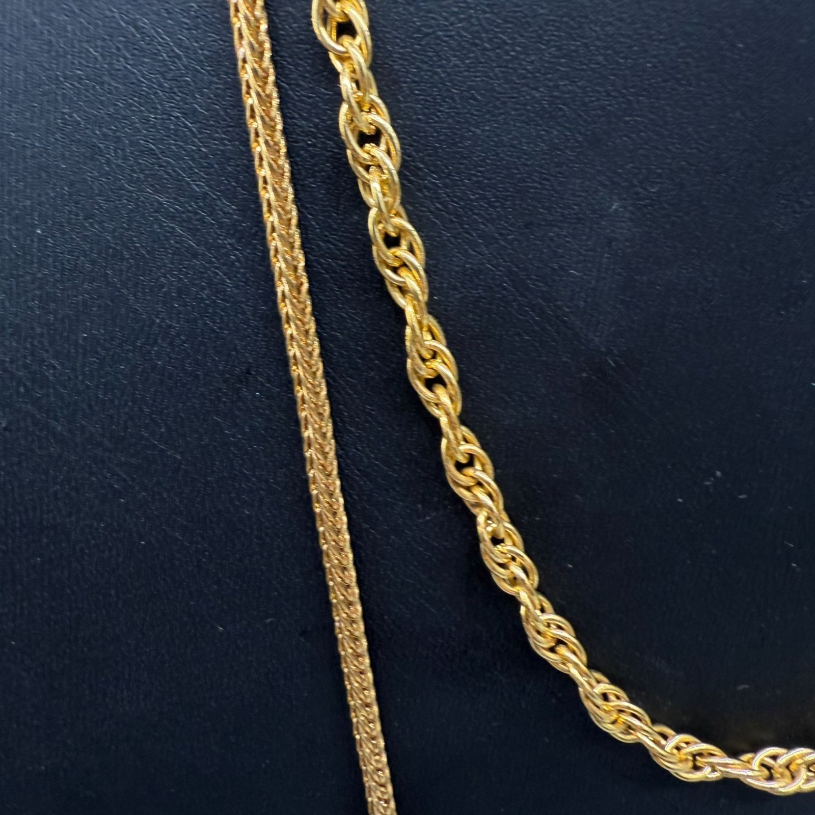 Twisted Rope Double-Strand Layered Chain Necklace Gold Tone