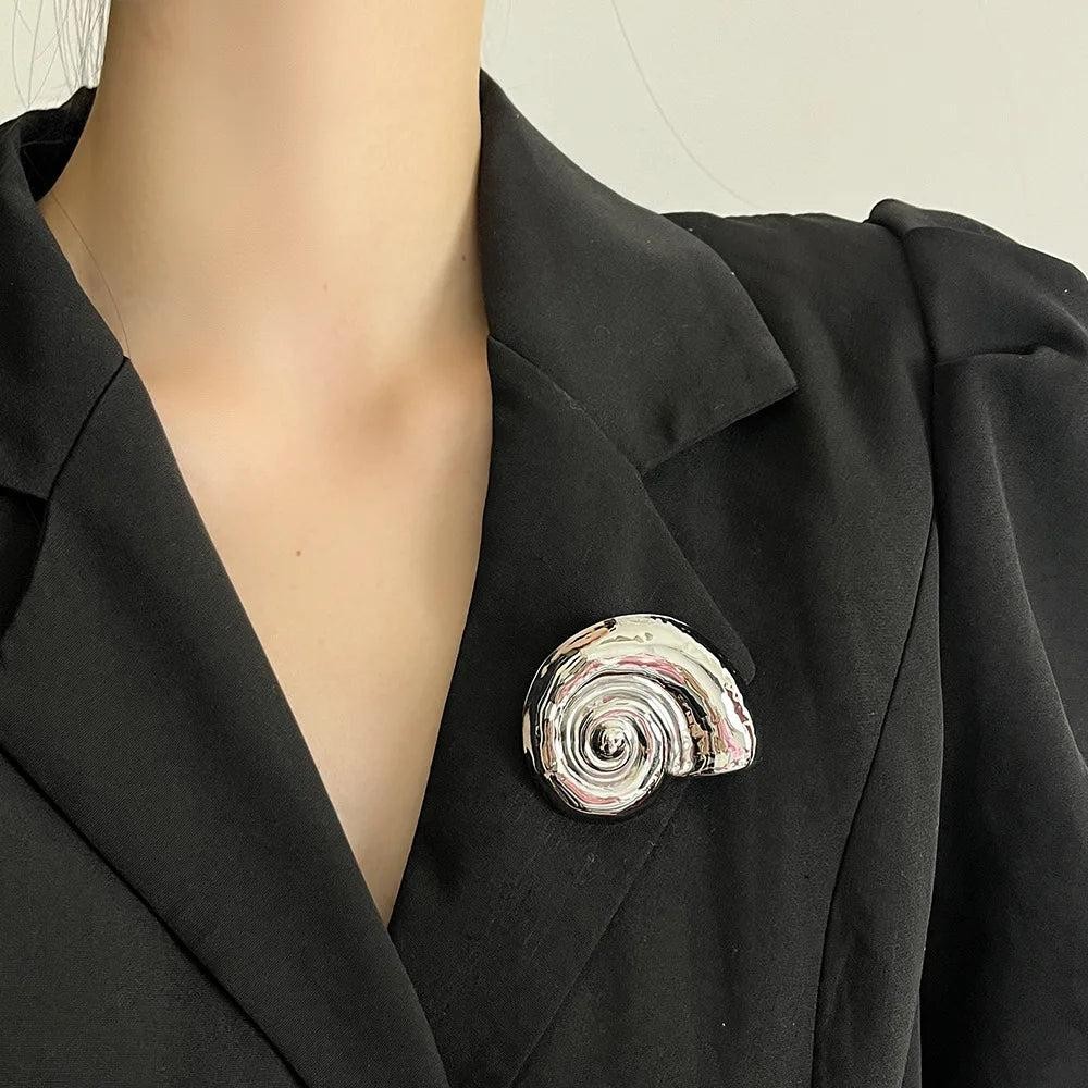 Bohemian Geometric Metal Conch Brooch Pin Zinc Alloy Punk Jewelry
