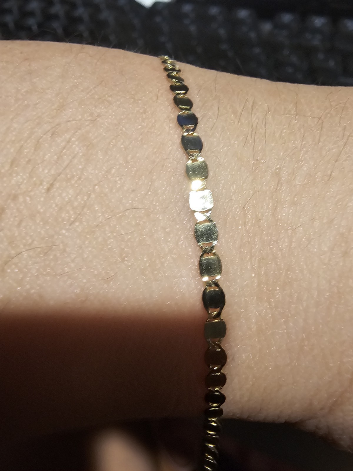 Real 14k Gold Cable Mirror Chain Bracelet Spring Ring Clasp No Stone 8.5 Inch