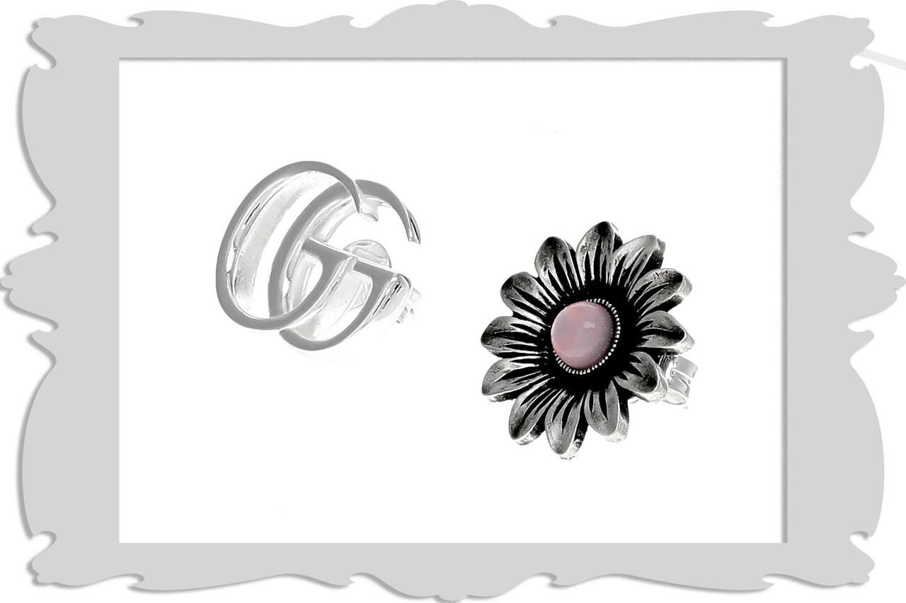 GUCCI GG Marmont Mother Of Pearl Floral Stud Earrings YBD52734400200U