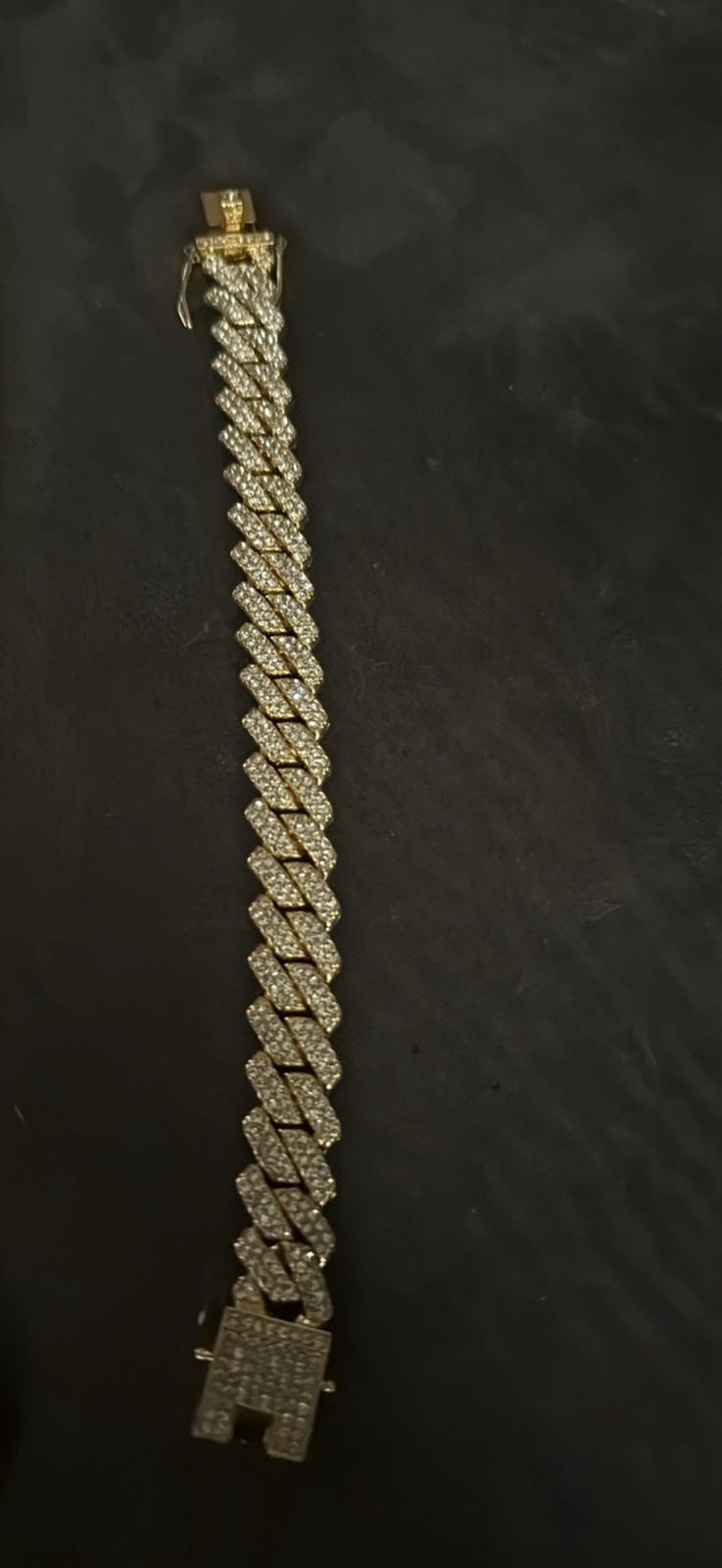 Gold Tone Cuban Link Necklace w/ Pavé CZ Rhinestone Bull Charm Pendant Box