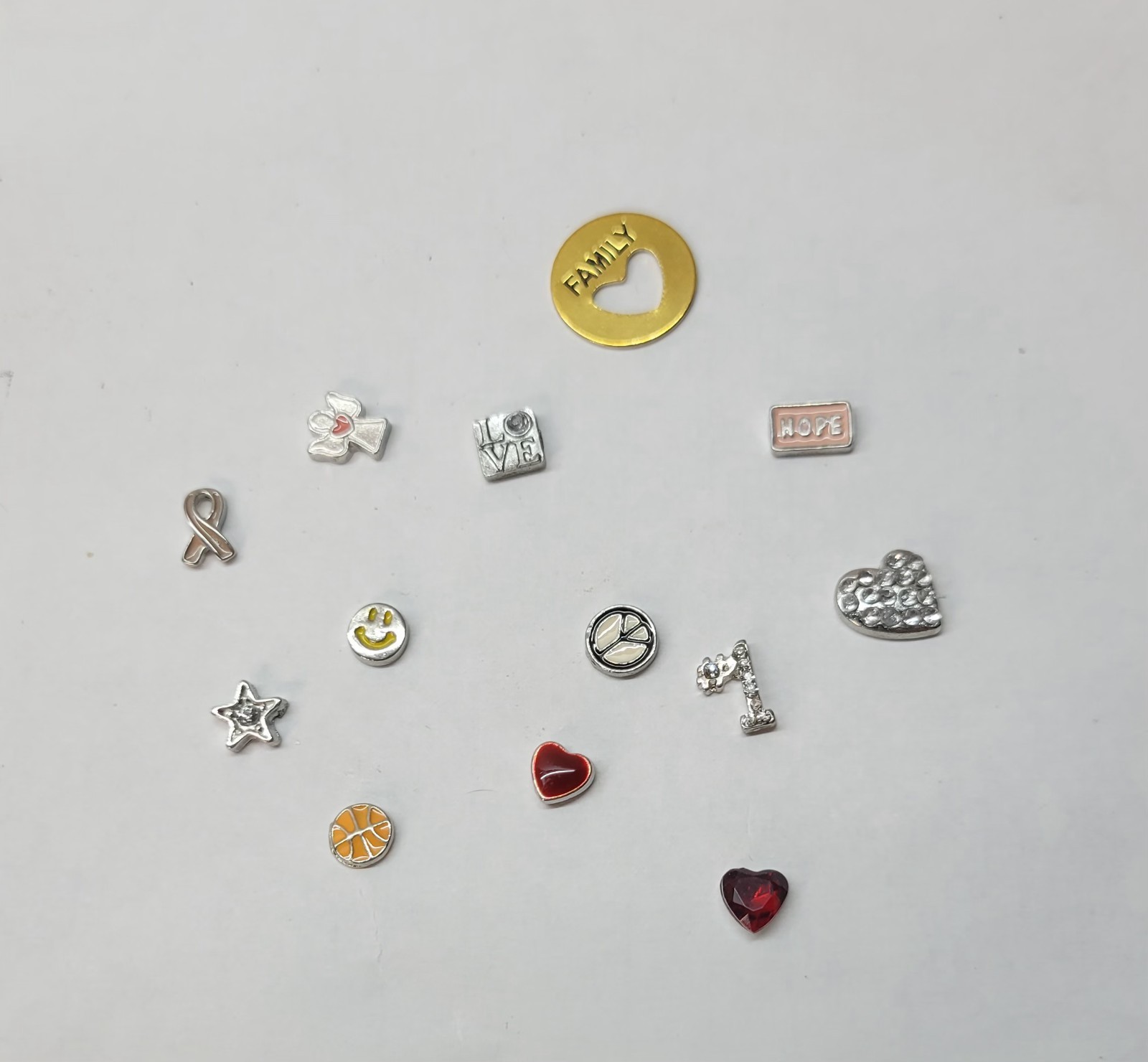 13 Floating Charms Hearts Love Family Hope Sports