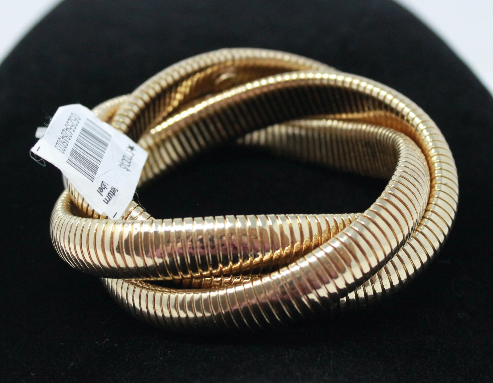 New Gold Triple Wide Large Tubogas Cobra Snake Omega Stretch Bangle Bracelet