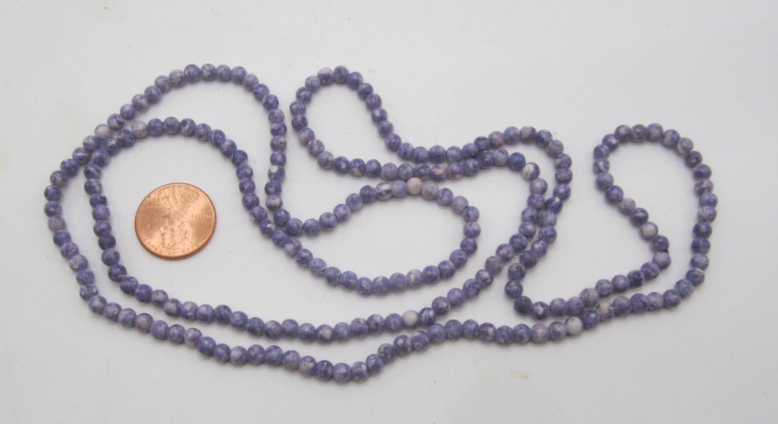 Purple Small Stone Bead Necklace 35”