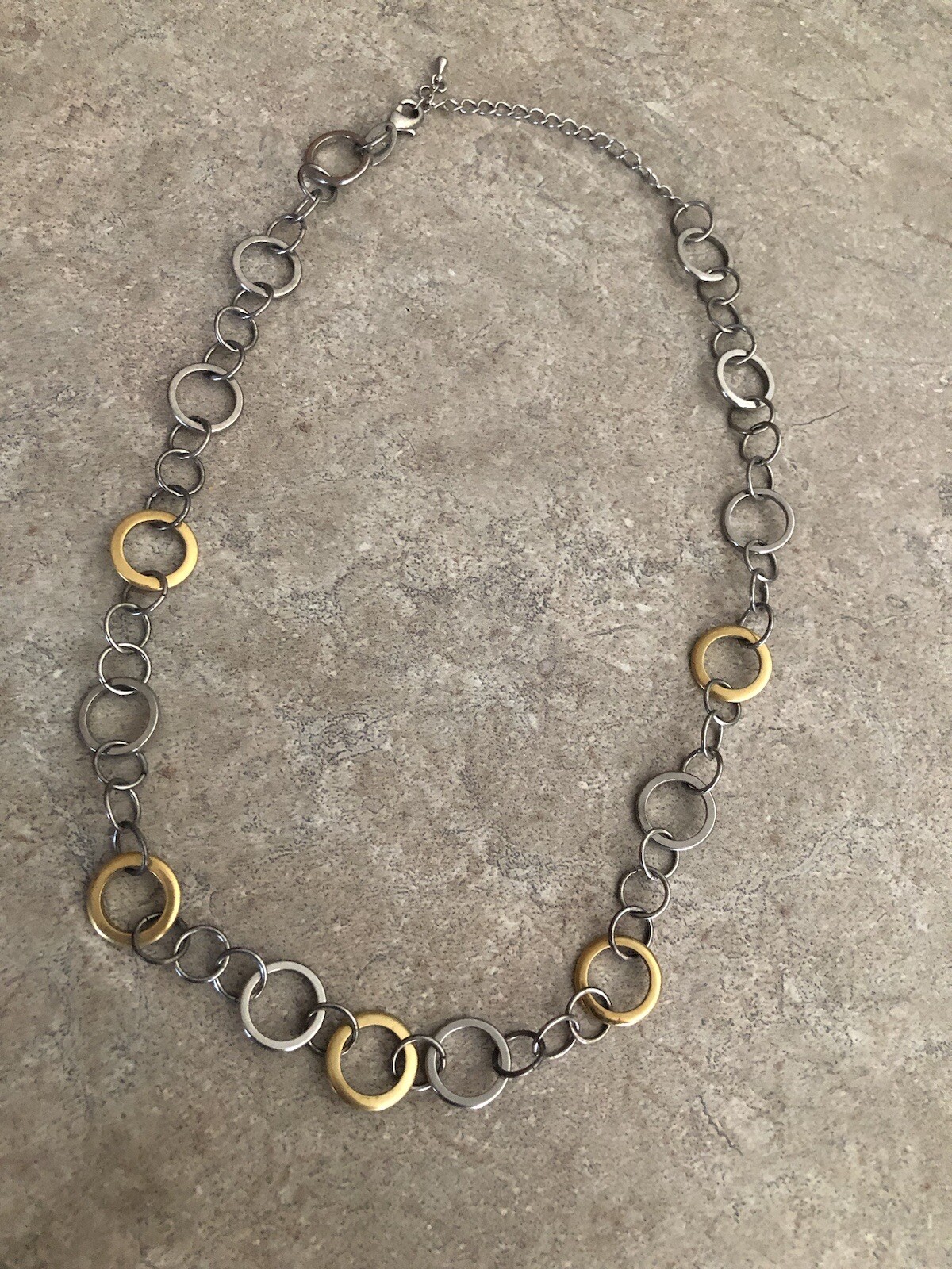 Lia Sophia Silver & Gold Necklace EUC 16″-19″ Unknown Name – looks like Debbie