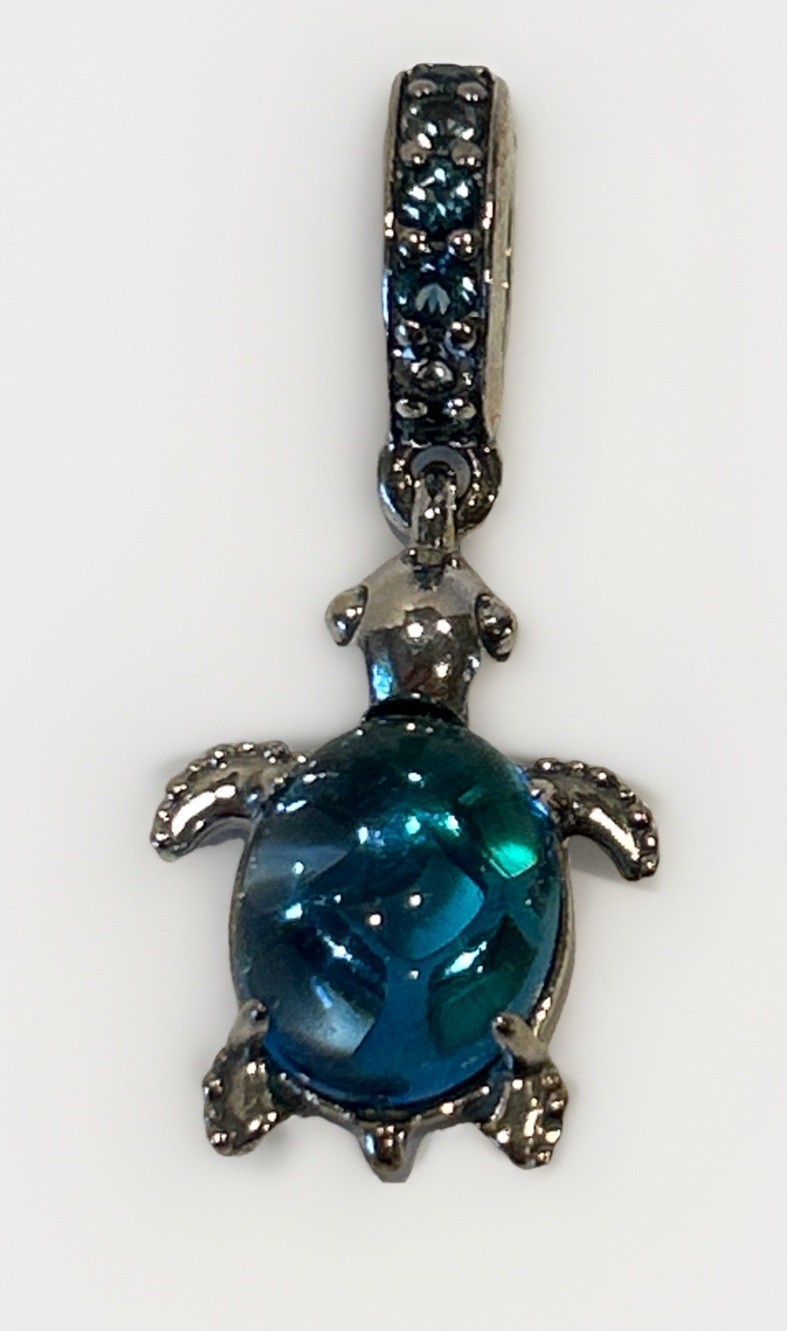 Pandora Blue Murano Glass Sea Turtle Dangle Charm