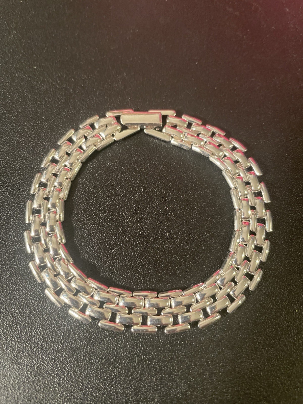 Silver Tone Bar Link Chain Bracelet Box Clasp Stackable 7 in