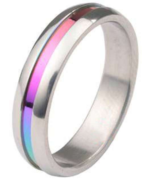Pride Shack – Rainbow Anodized Plain Ring – LGBT Lesbian Gay Pride Ring Steel