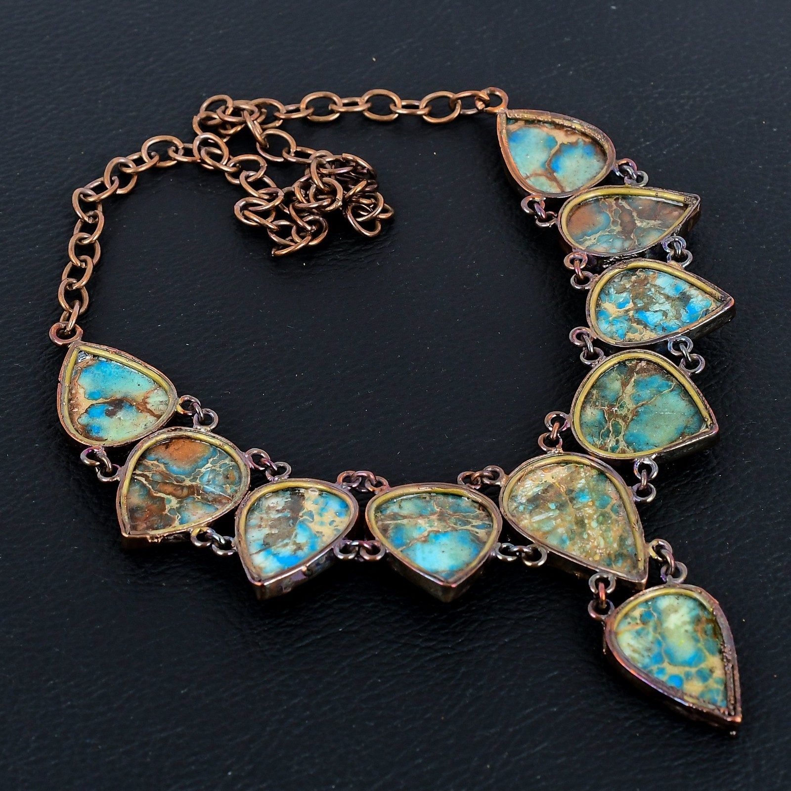 Sea Sediment Gemstone Copper Electroformed Women Jewelry Handmade Necklace