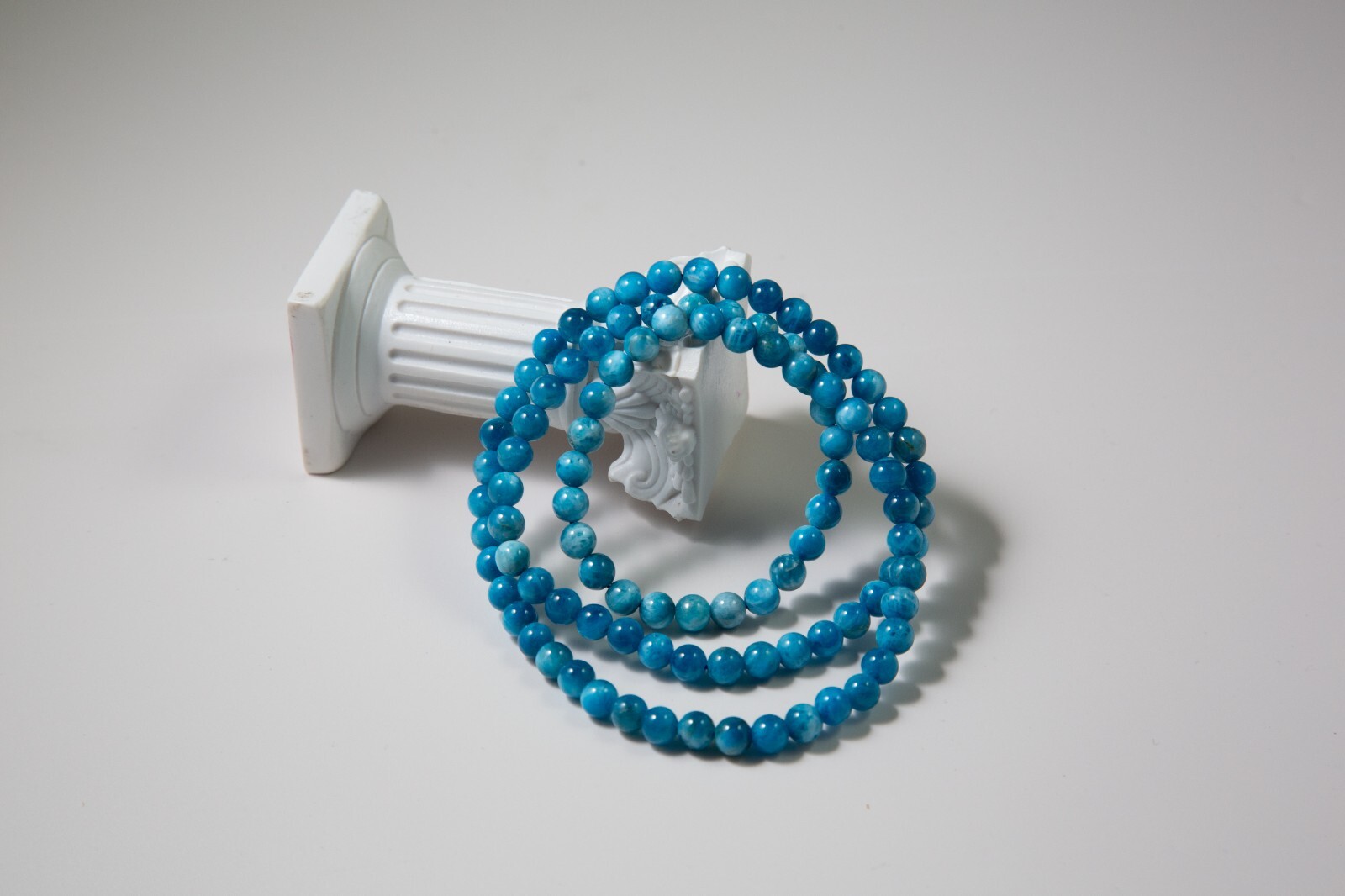 5.5mm Blue Apatite Beaded Necklace / 3-Wrap Bracelet | 蓝磷灰项链/3圈手串
