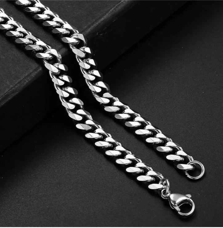 16-34″ Stainless Steel Silver Chain Cuban Curb Mens Men Womens Necklace 3-11 mm