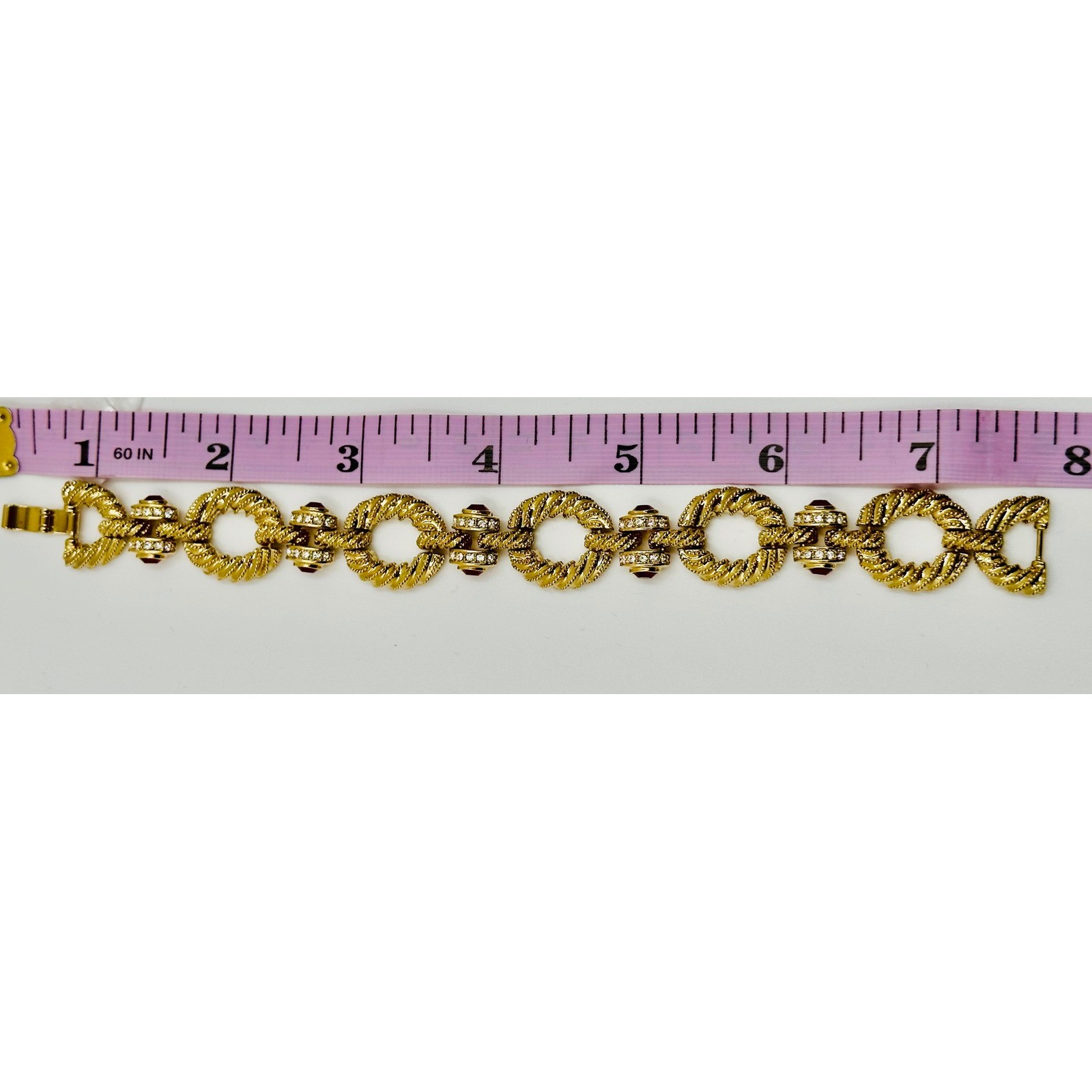 JBK Camrose & Kross Jacqueline Kennedy Ruby Red Crystal Gold Tone Link Bracelet