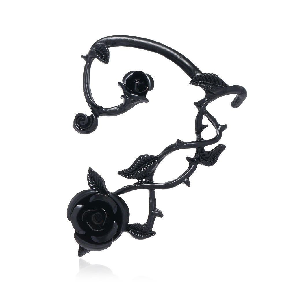 Gothic Rose Ear Wrap Earring Punk Floral Vine Cuff Stud Alternative Jewelry