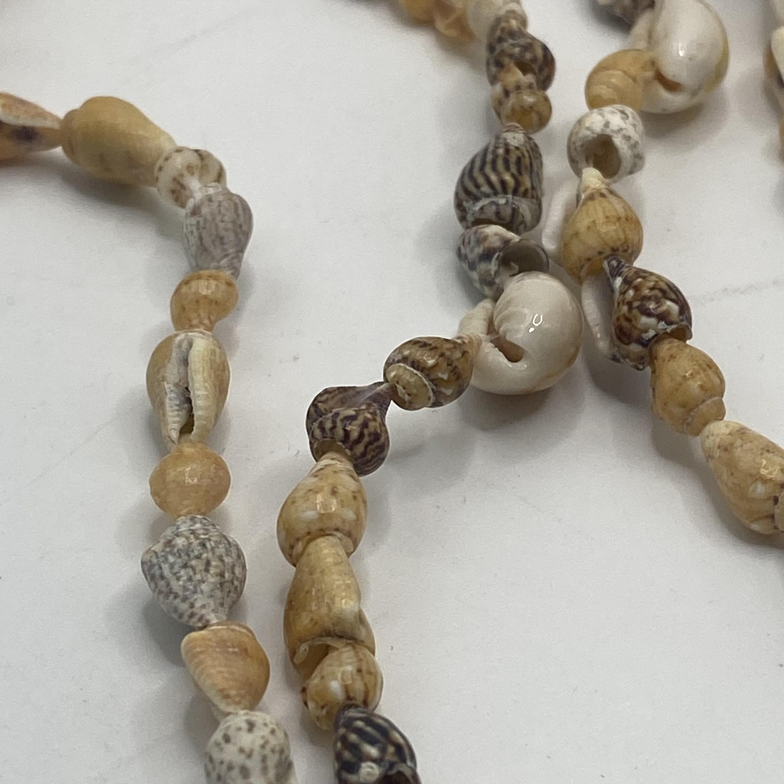 Beige Shell Beaded Necklace 36 In Long Strand Sea Life Beach Womens Jewelry
