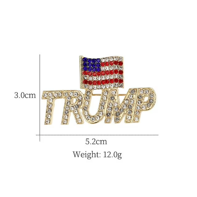 Trump USA Flag Pin Brooch with Rhinestone Elegant