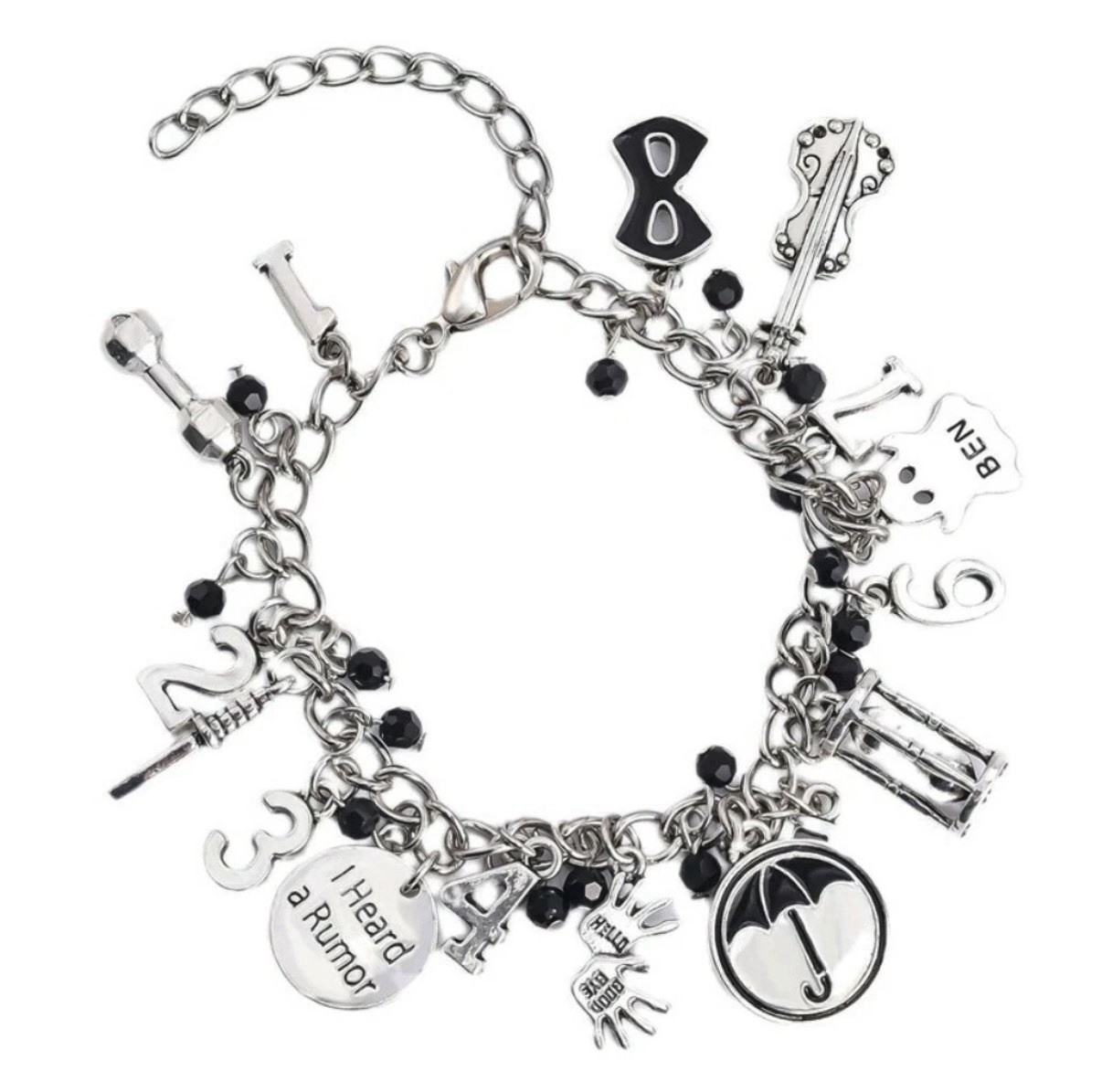 Umbrella Academy Inspired Silver Adjustable Charm Bracelet TV & Movie Characters