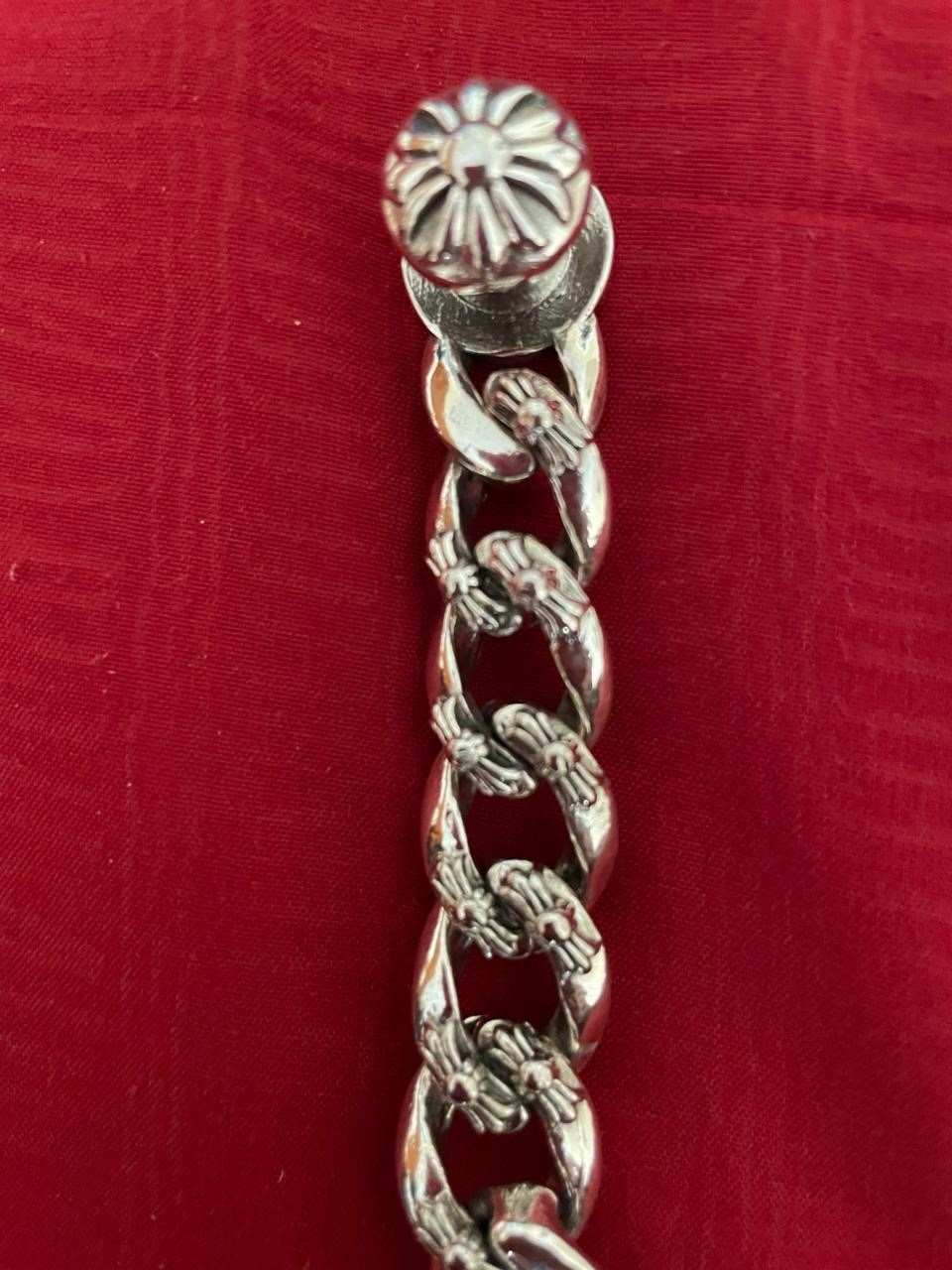 Chrome Hearts Extra Fancy Cuban Link Bracelet 925 Sterling Silver Cross Fleur