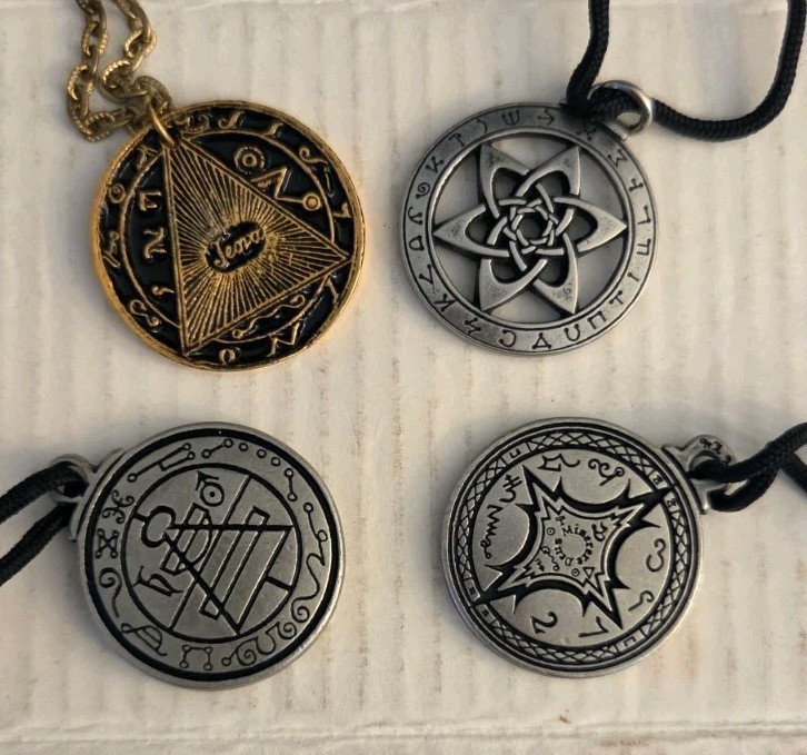 Lot of 4 Antique-Style Necklaces with Pendants/Talisman Sold AS SHOWN Lot.1L