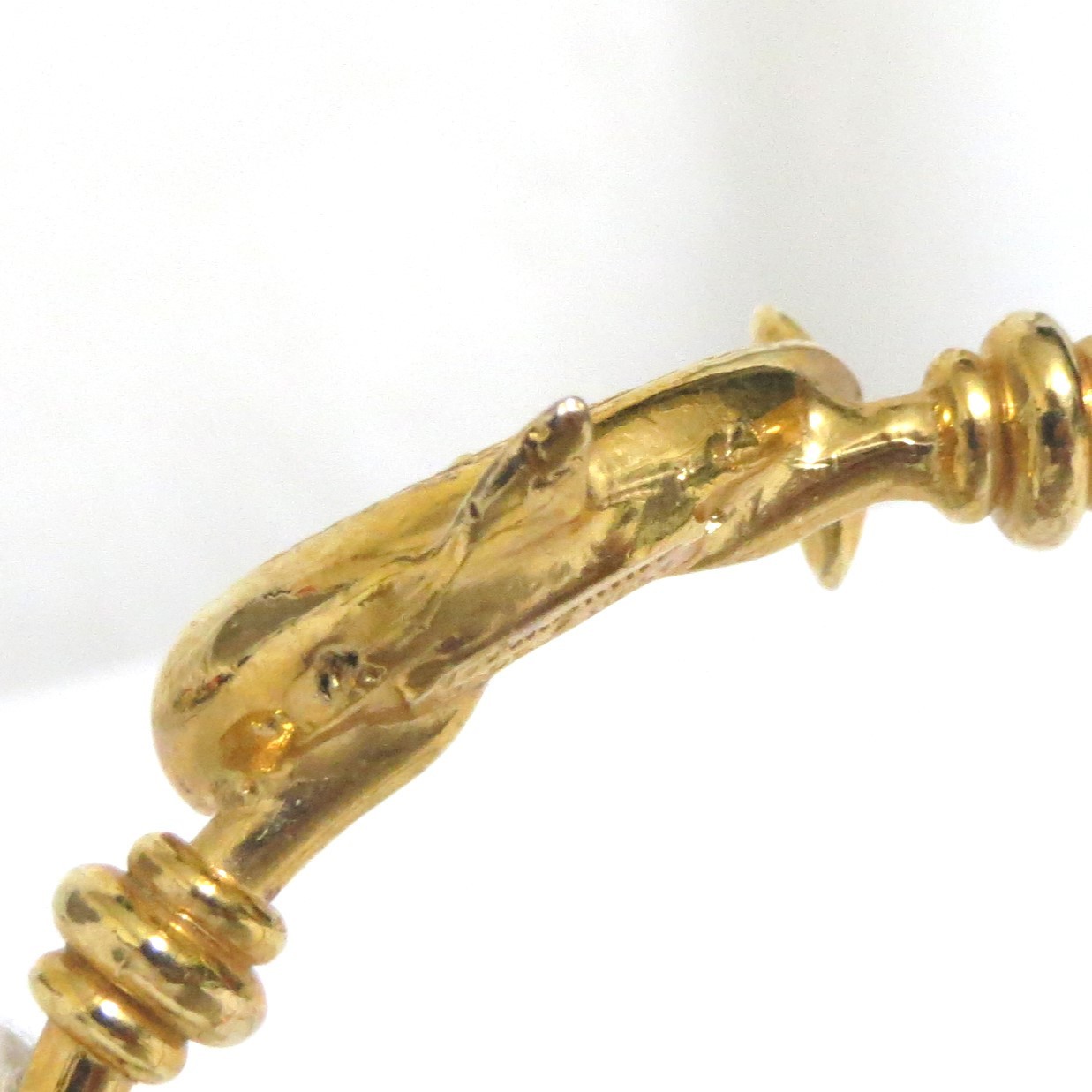 Auth Rare Salvatore Ferragamo Dolphin Bangle Bracelet Goldtone Metal 19.5cm/7.67